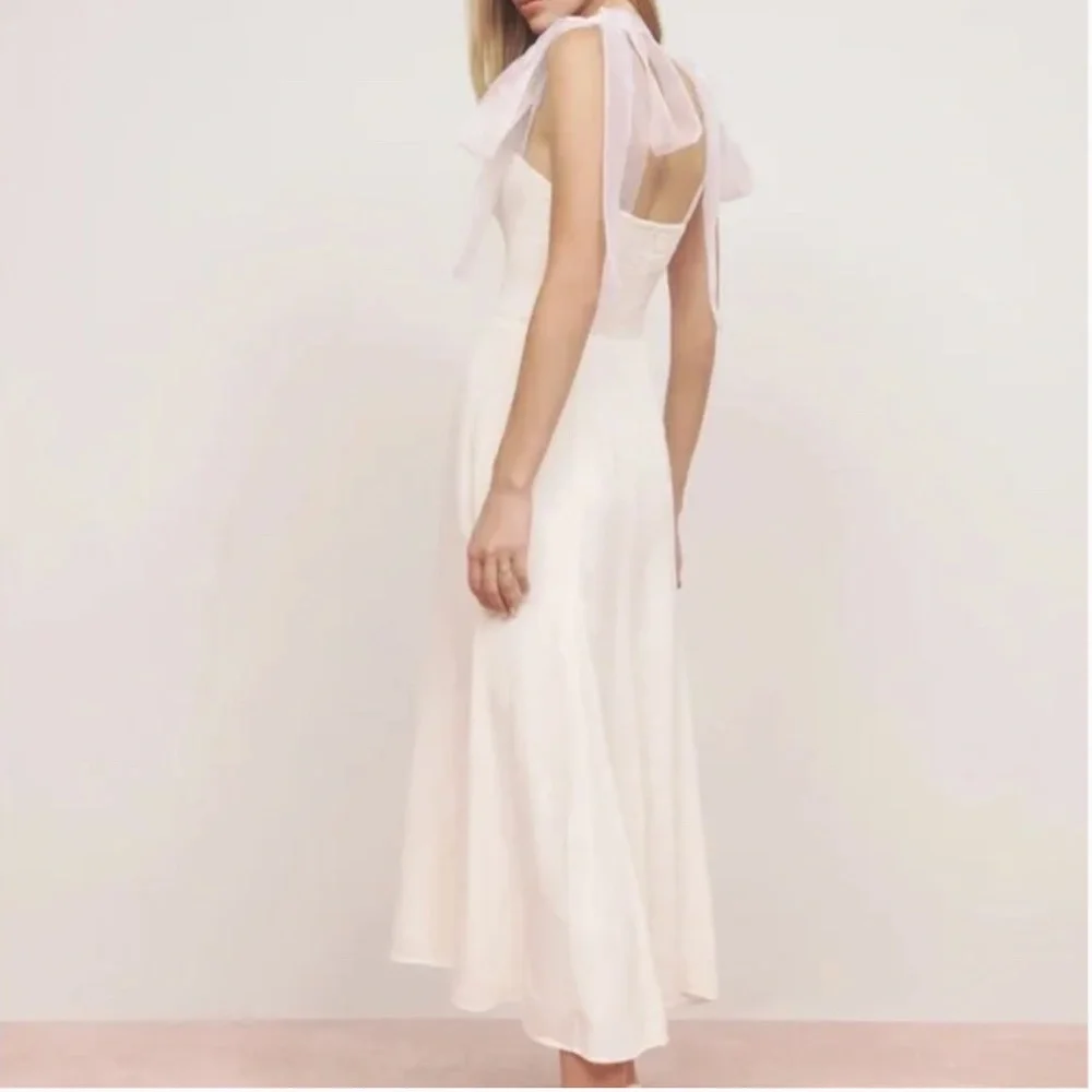 BEST Reformation Kairo Midi Dress - Ivory Off White Bridal Wedding Event Sz12 - Picture 8 of 11